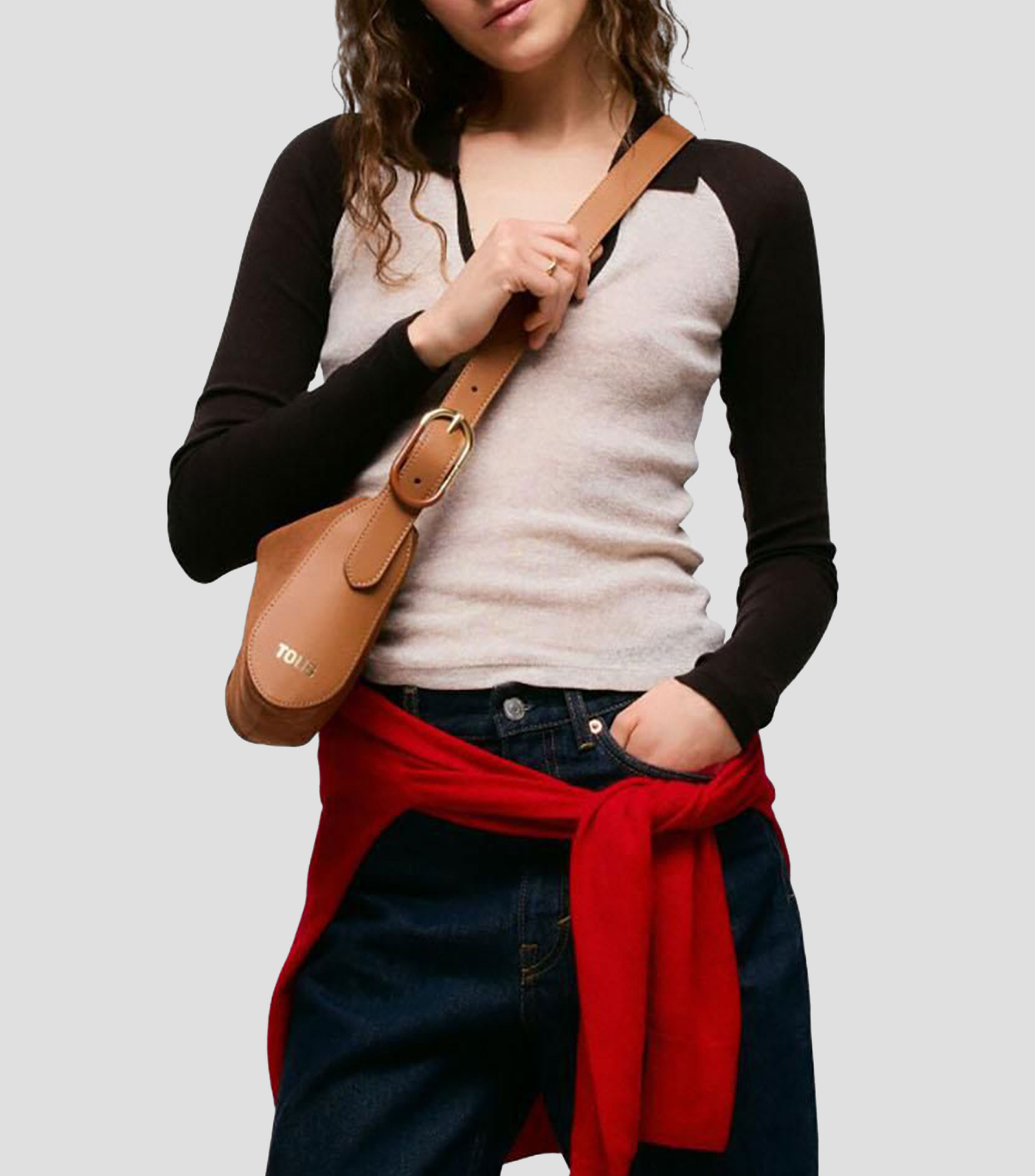 Bolsa crossbody en piel liso Mujer